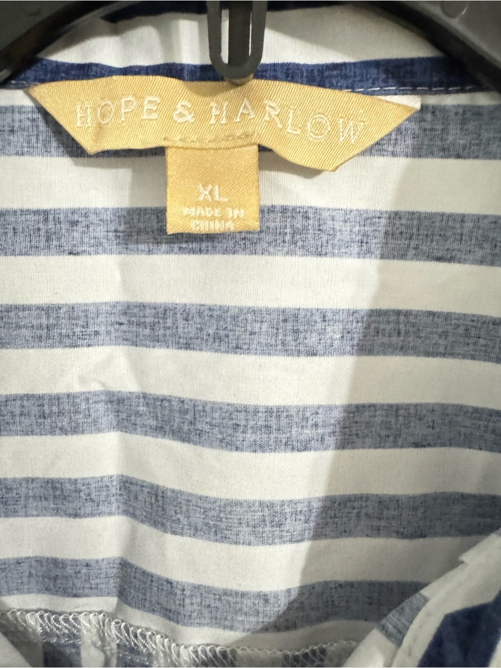 Hope & Harlow Blue White Vertical Stripe Button Front Shirt XL Oversized - Picture 6 of 12